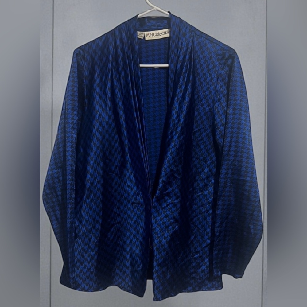 Jh Collectibles Royal Blue Houndstooth Blazer